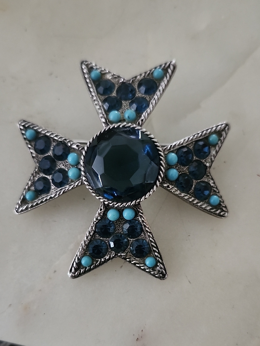Vtg BSK Maltese Cross Brooch/Pendant